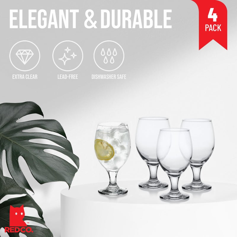 Red Co. Belluno Classic Clear Glasses for Water, Juice, Liquor - Wine Goblets - Set of 4 (13.5 Ounces) - Image 1